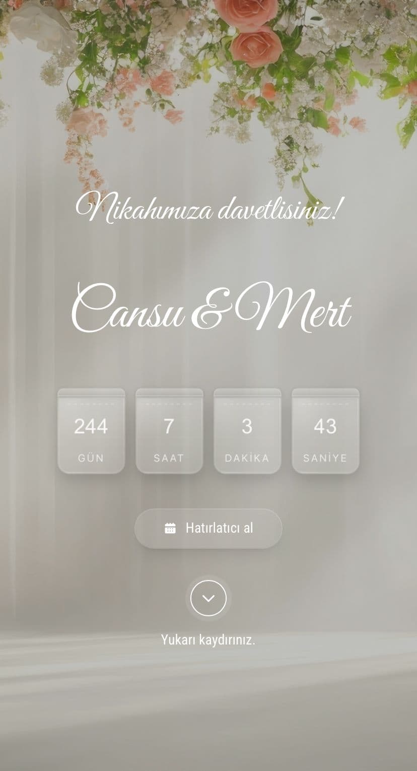 İnce Işıltı Tema dijital davetiye şablonu