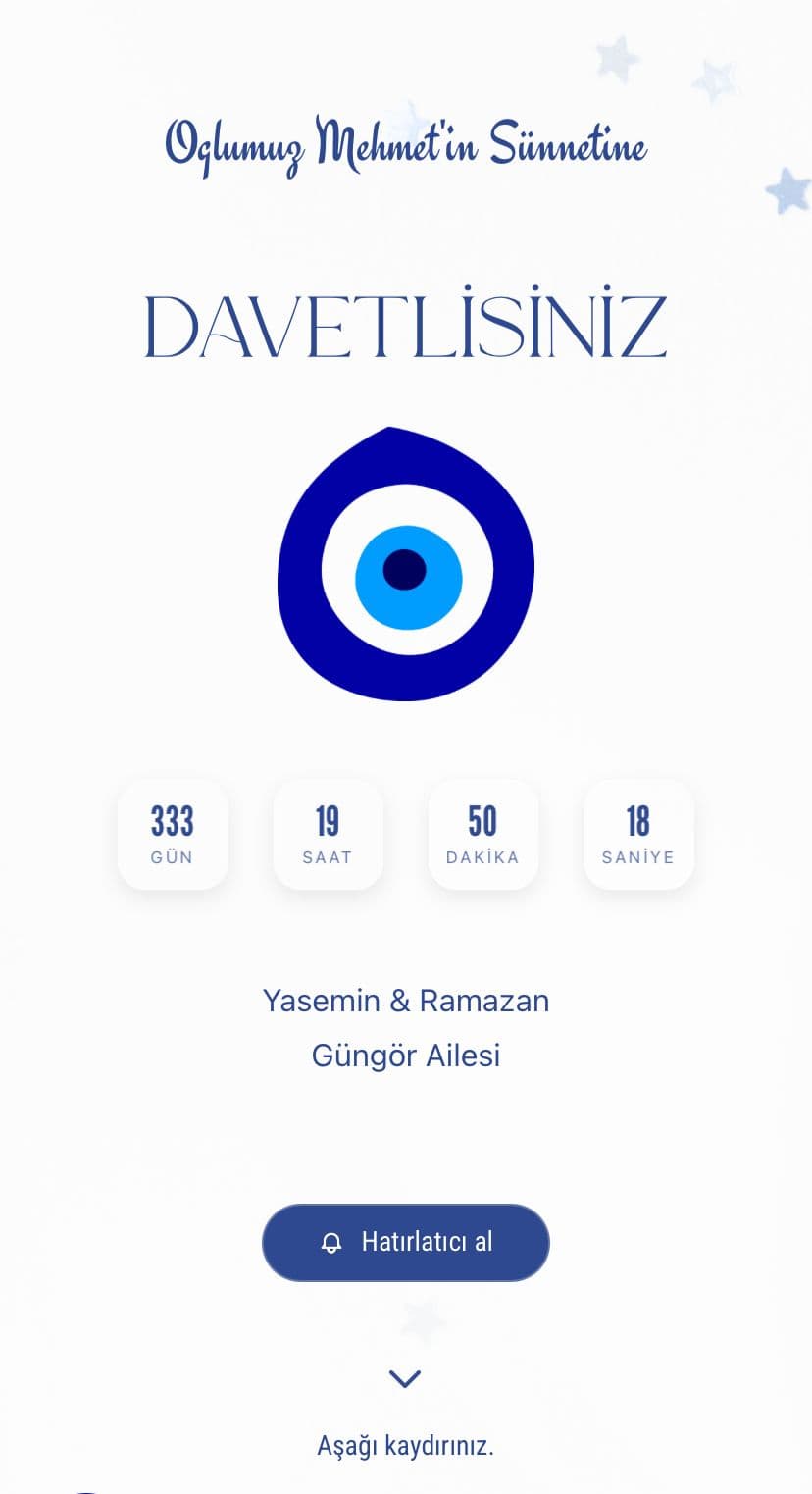 Klasik Mavi Tema dijital davetiye şablonu