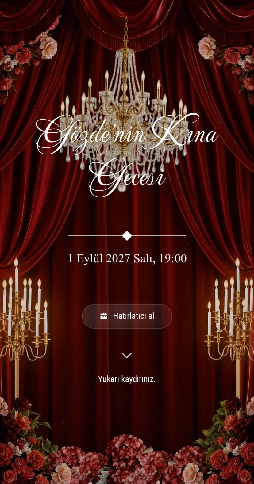 Bordo Kadife Tema dijital davetiye modeli