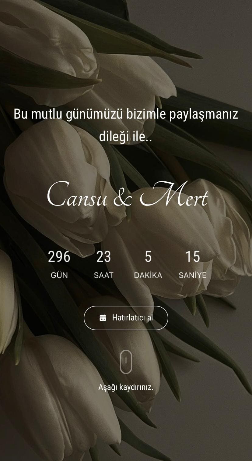 Klasik Şık Tema dijital nişan davetiyesi modeli